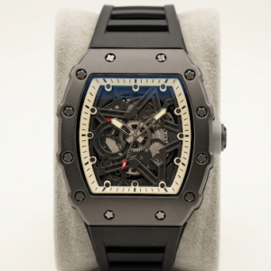 ⌚️ Reloj Tonneau Skeleton Negro para Hombre - Correa de Silicona Deportiva 🔥