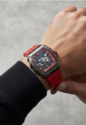 Reloj Deportivo Estilo Richard Mille AAA - Esqueleto Rojo y Gunmetal | Envío Gratis - Imagen 3