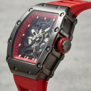 Reloj Deportivo Estilo Richard Mille AAA - Esqueleto Rojo y Gunmetal | Envío Gratis